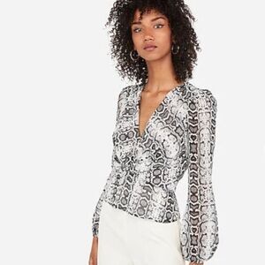 Express Snakeskin Peplum Top